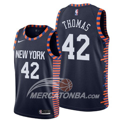 Maglia New York Knicks Lance Thomas Citta 2019 Blu
